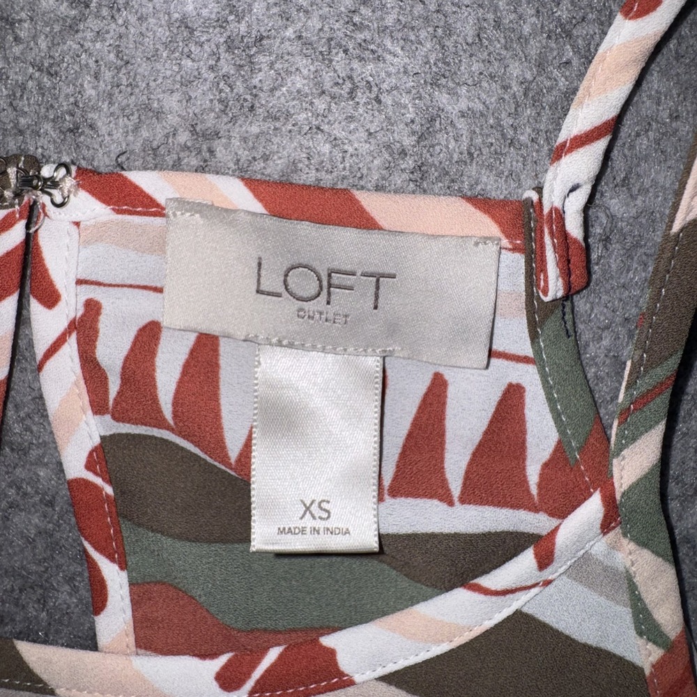 Loft Outlet Ruffle Halter Top XS Multi-Color Geometric Stripe Polyester - Picture 4 of 7
